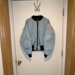 Vintage Alpha Industries X Simpson Racing Team Bomber Jacket Silver Size M/L?